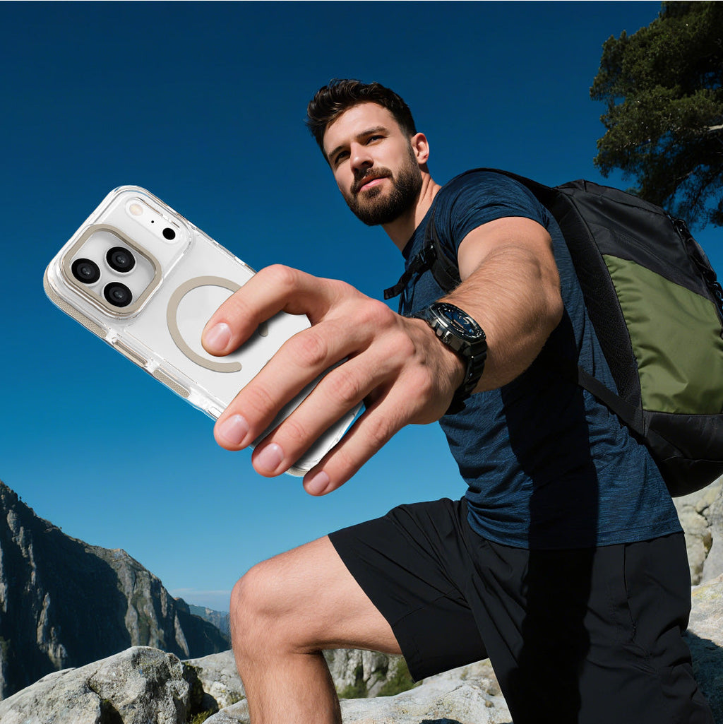 LZEL MagVecto Armor Case for iPhone 17 Pro Max | Clear + Titanium