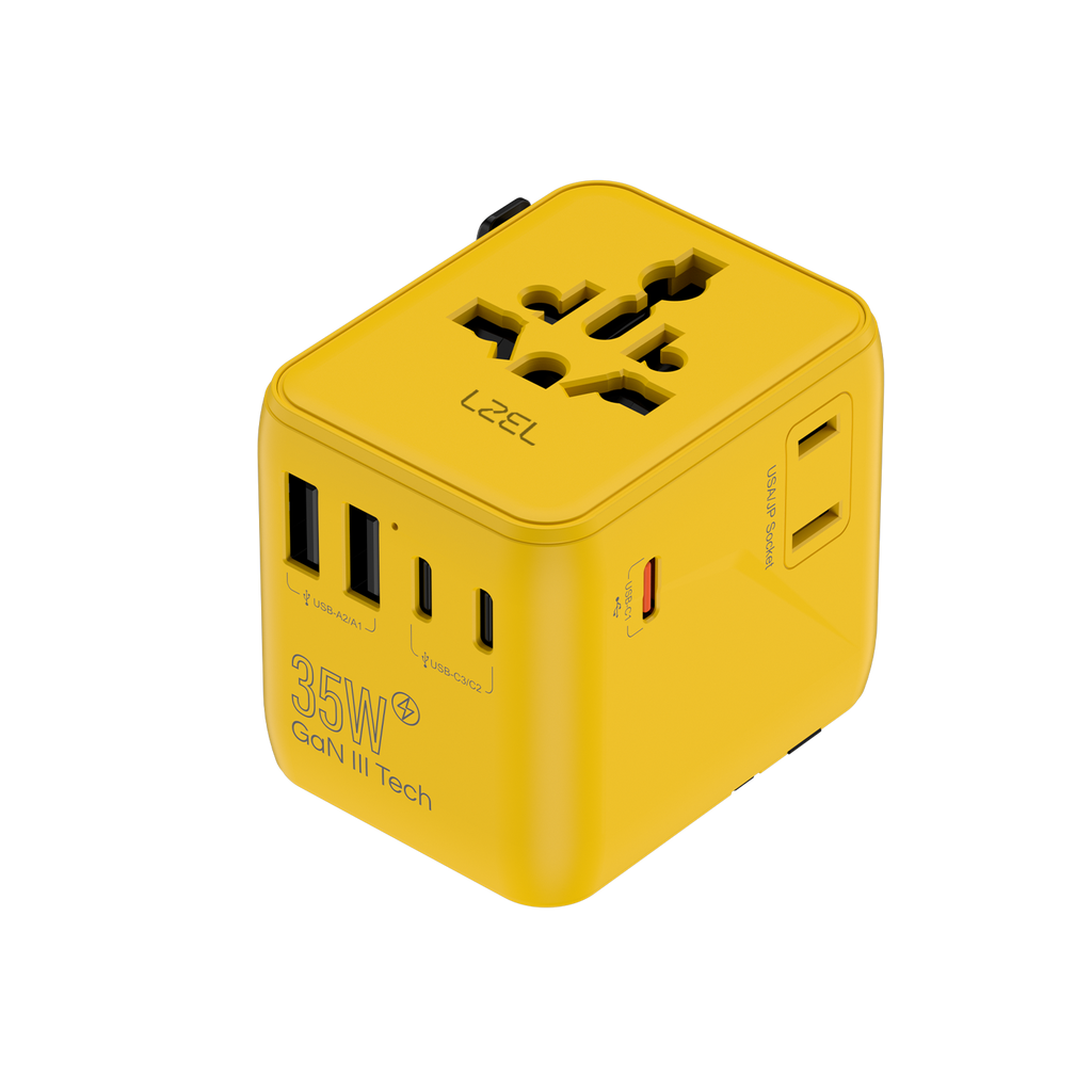 LZEL Voyage Globepowers 35W GaN III Fast PD Travel Adapter | Yellow