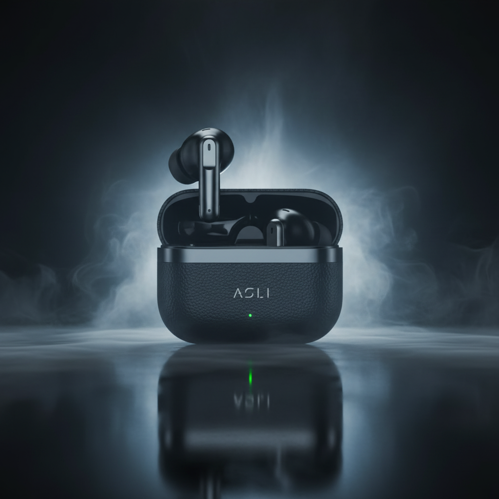 Asli Global EcoPods Air TWS Wireless ANC Bluetooth Earbuds with Active Noise Cancellation | Black