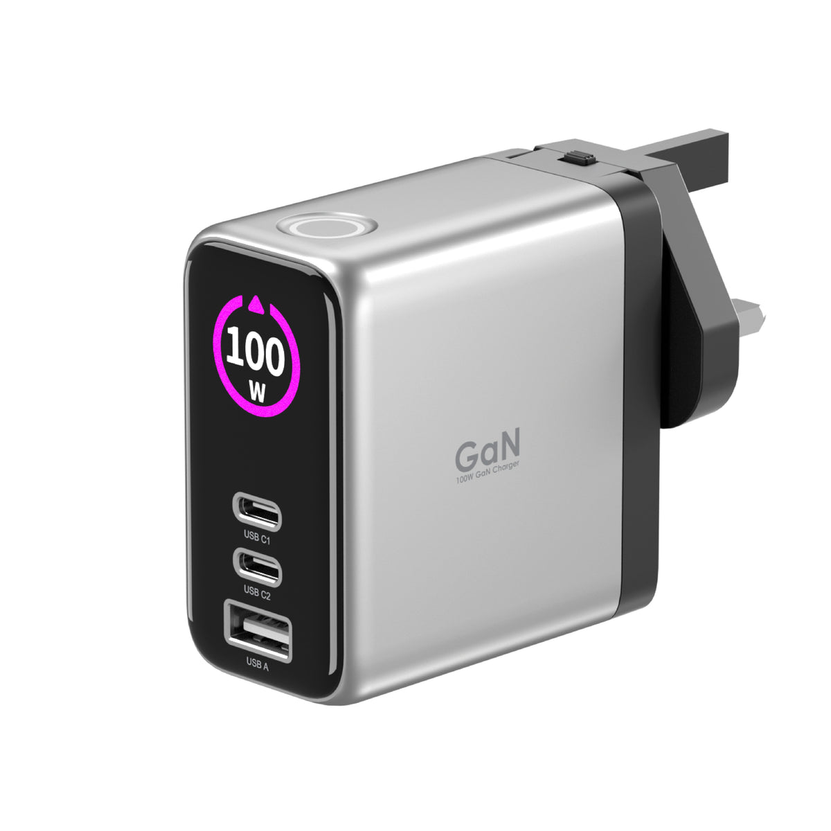 LZEL 100W GaN Travel Charger with 3-Port PD Digital Display & UK/EU/AU Plugs