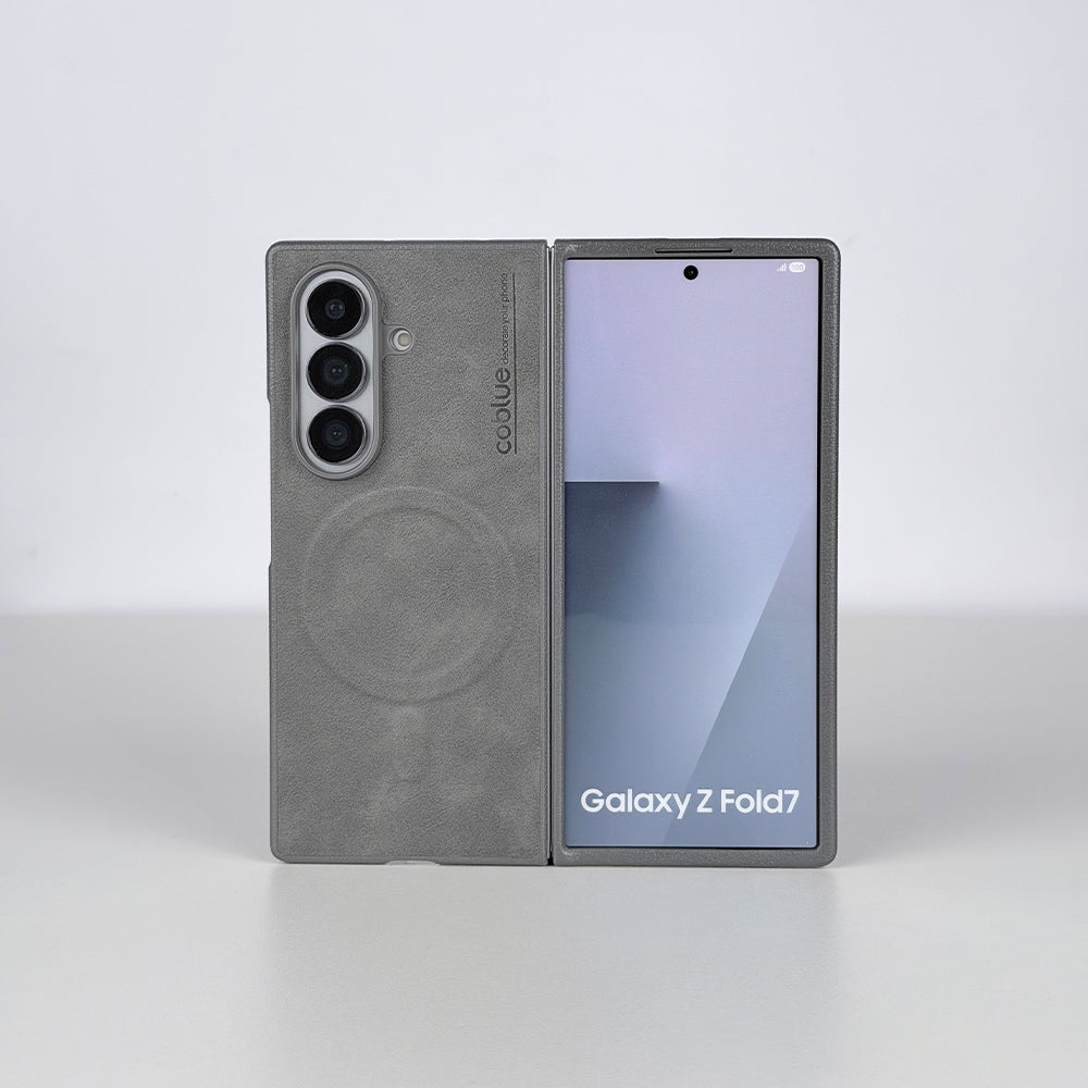 Coblue Premium Leather Magnetic Case â€“ Samsung Galaxy Z Fold 7 | Gray