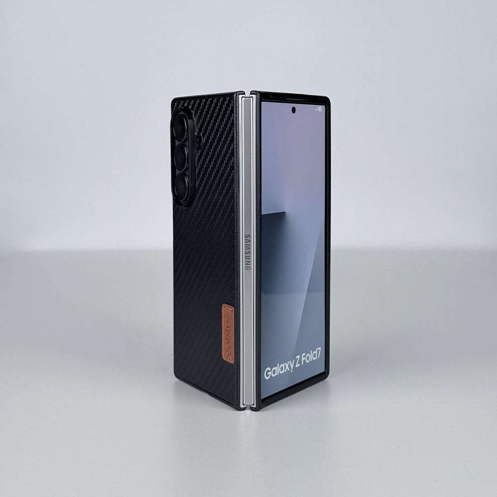 Coblue Leather Grain Drop-Proof Case for Samsung Galaxy Z Fold 7 Carbon | Black