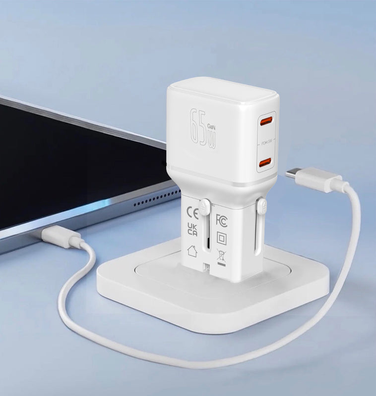 LZEL TravelPro Series Dual Port GaN Travel Wall Charger 65W I Dual Type-C Output I Global compatibility