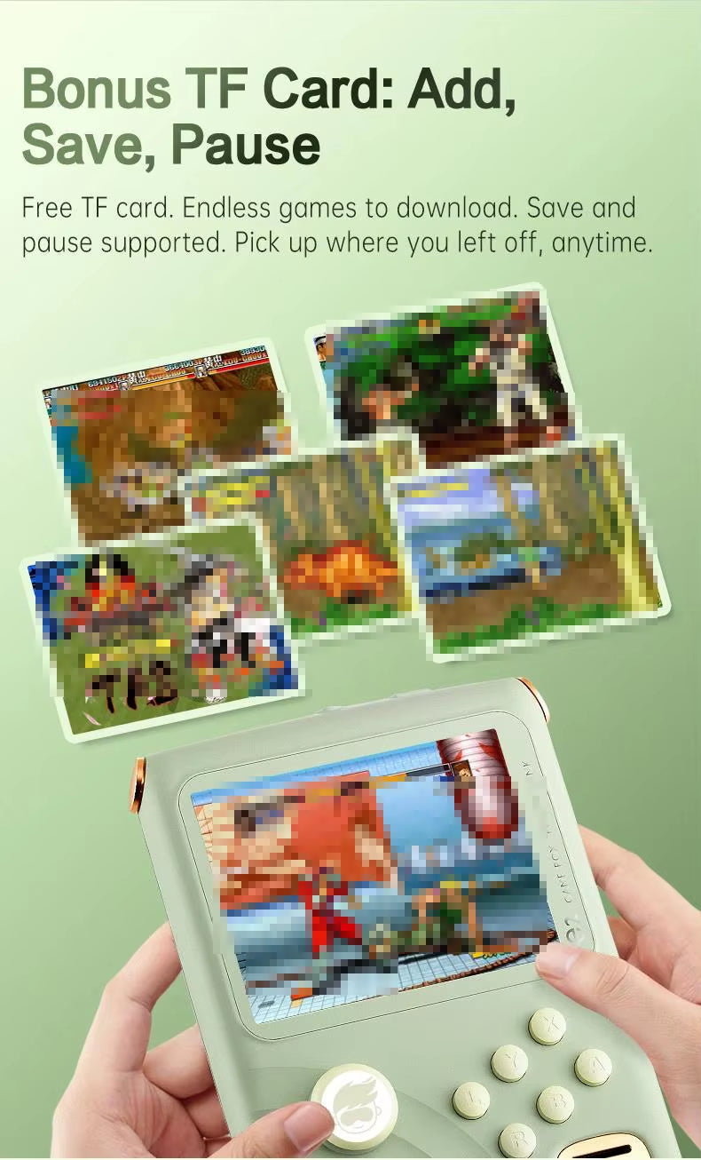 Retro Game Console - 3.5-inch IPS Screen, 6000mAh, 10000 Games | Light Green