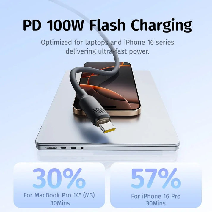 Baseus Foamed Silicone Fast Charging Data Cable USB-C to USB-C 100W 2m | Comic Black