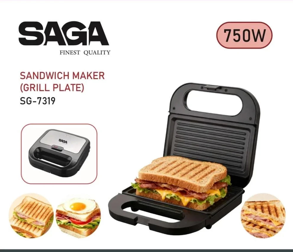 SAGA Sandwich Maker 750W â€“ Grill Plate