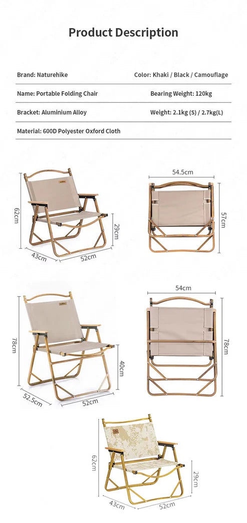 Naturehike MW02 Outdoor Folding Chair | Khaki (Small)