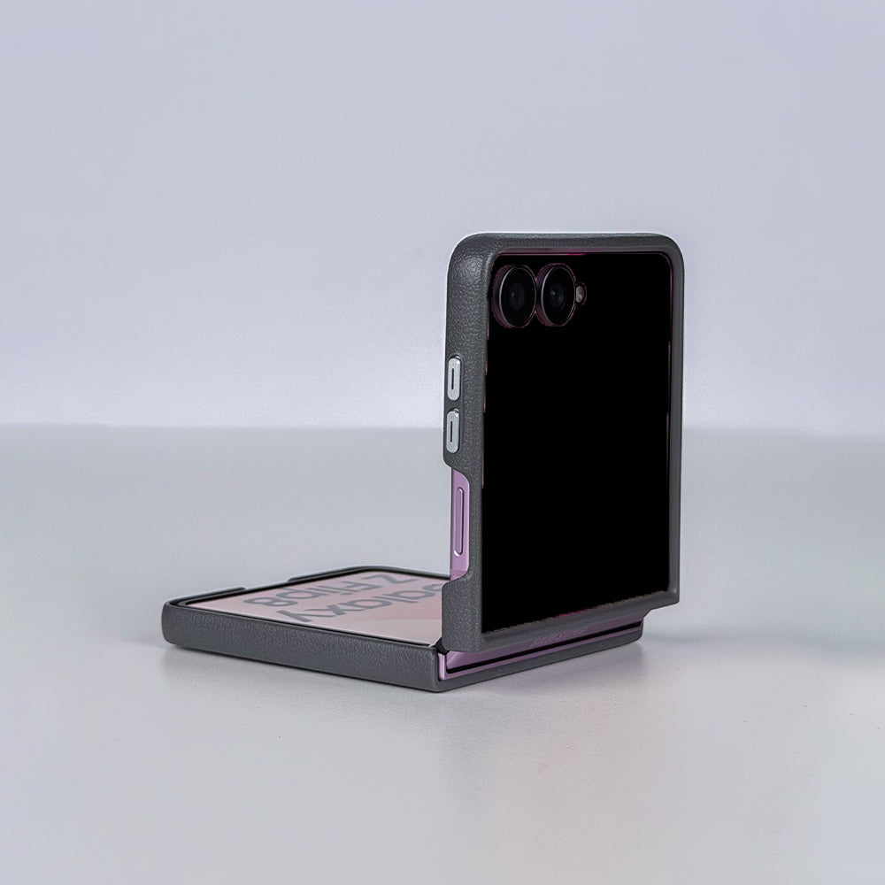 Coblue Premium Leather Magnetic Case â€“ Samsung Galaxy Z Flip 7 | Gray