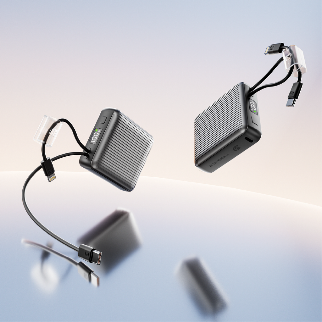 90 Percent Primcore Neo 22.5W Dual Built-In Cables Power Bank Powerdelivery | Qc 3.0 | Usb-C & Lightning | Gray