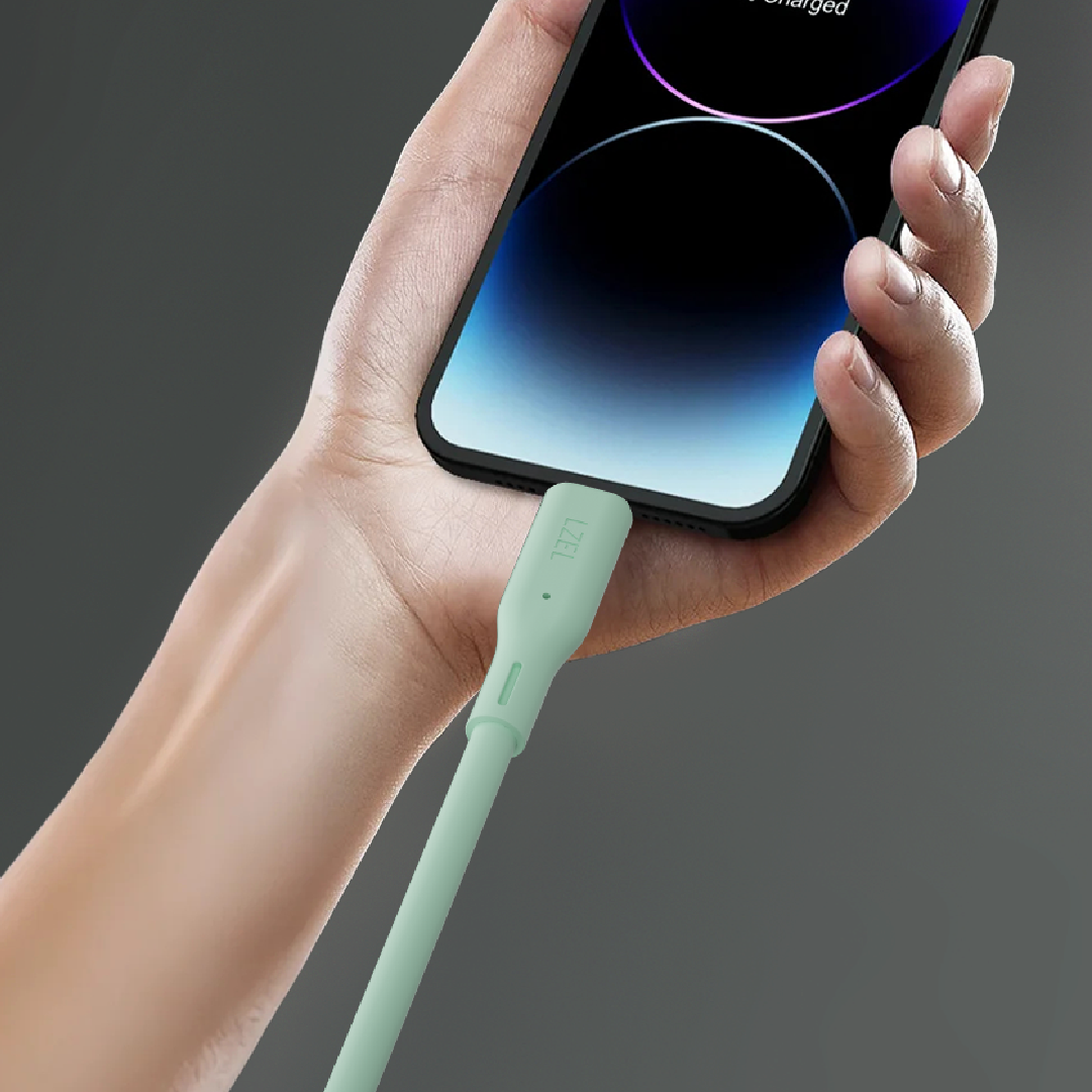 LZEL Celeris Silox CXL Soft Silicone USB-C to Lightning Cable, 480Mbps, 60W Max, 1m | Green