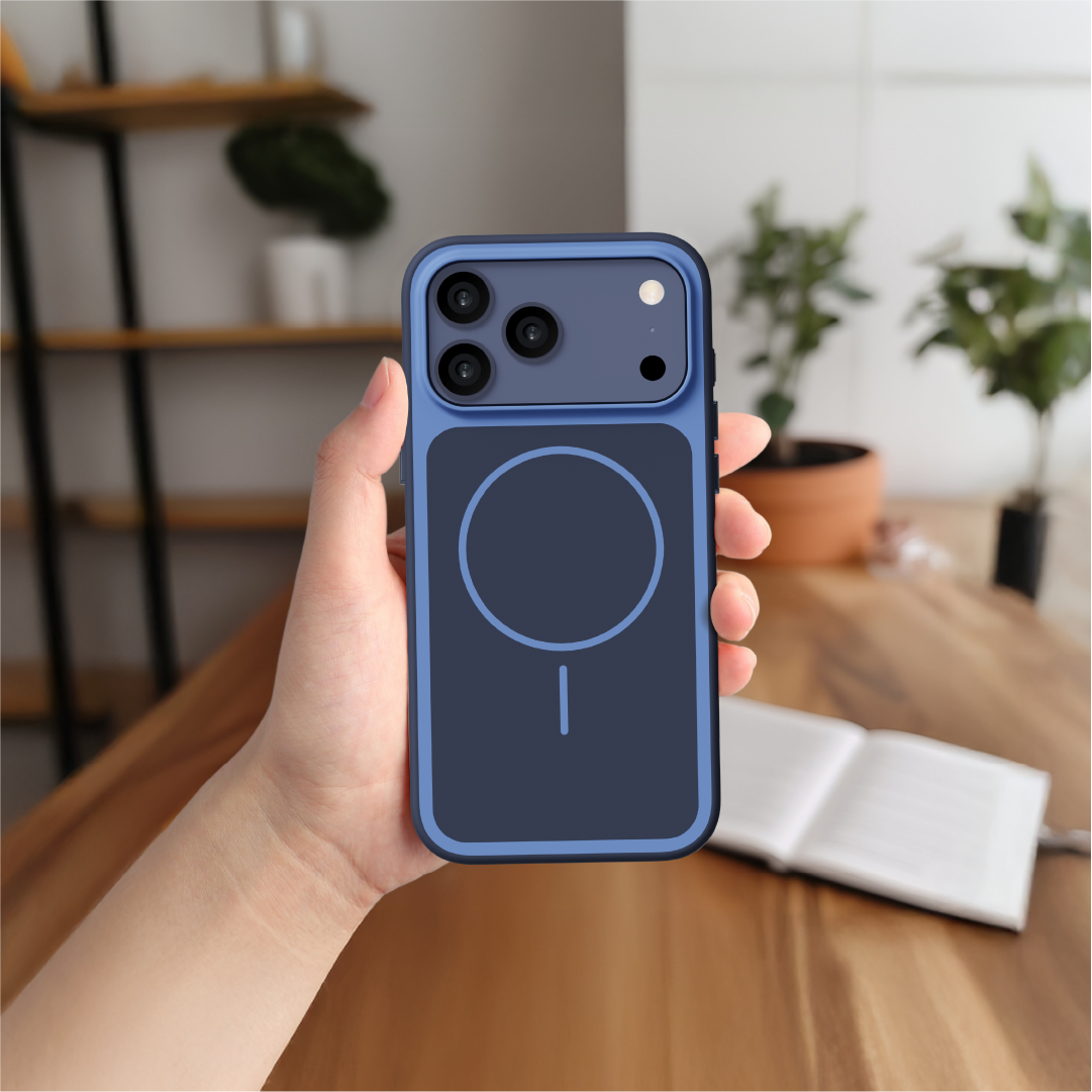 LZEL Regular Magsafe Ring Pattern Case For IPhone 17 Pro | Dark Blue