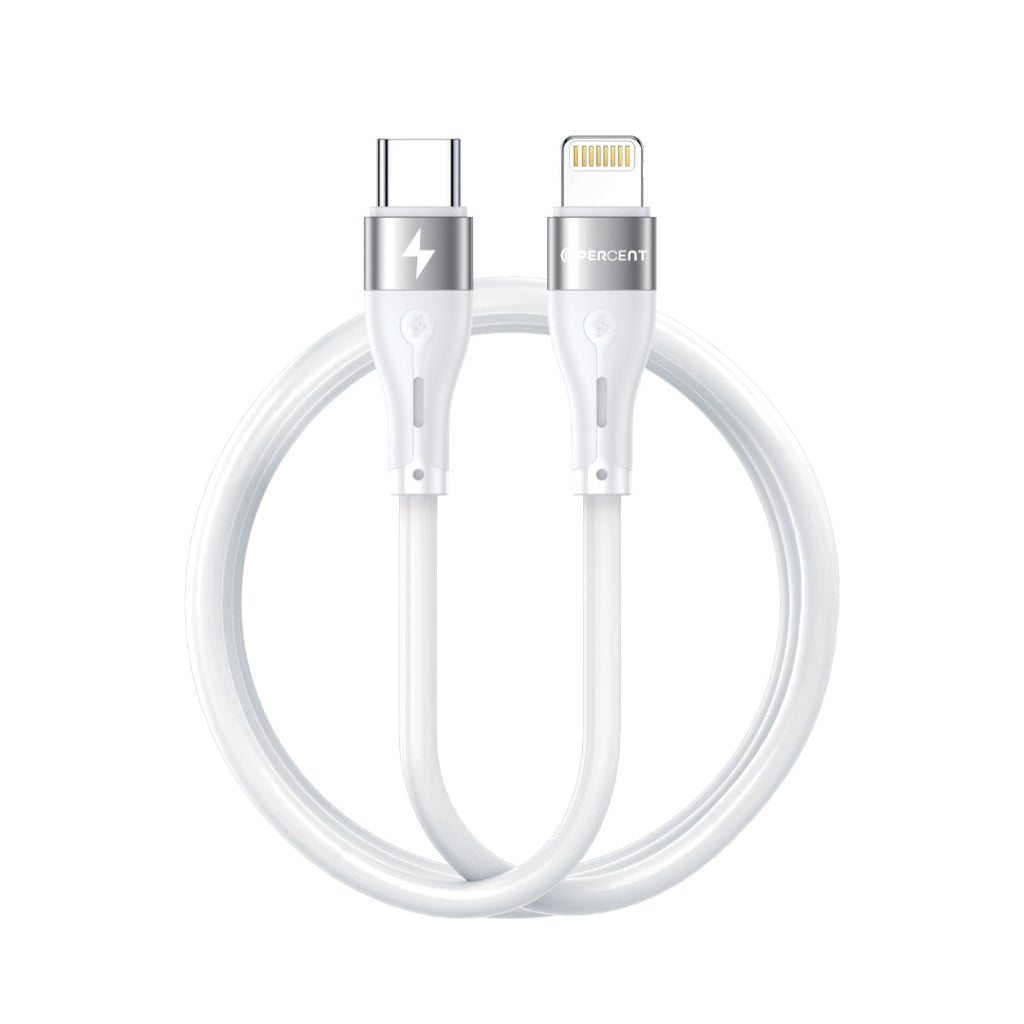 90 Percent Voltline 90 Series USB-C to Lightning Silicone Cable 1M | White