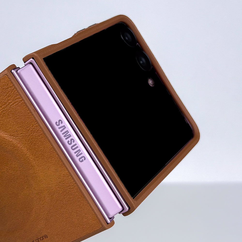 Coblue Premium Leather Magnetic Case â€“ Samsung Galaxy Z Flip 7 | Brown
