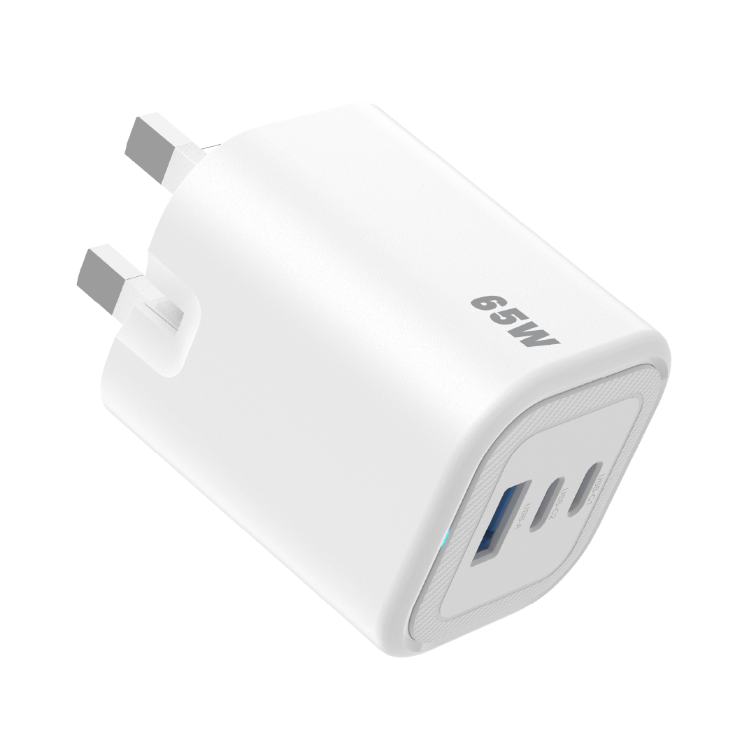 Asli  Global Maxcharge 65 Gan 3-Port Usb-A & Dual Usb-C Fast Charger | White