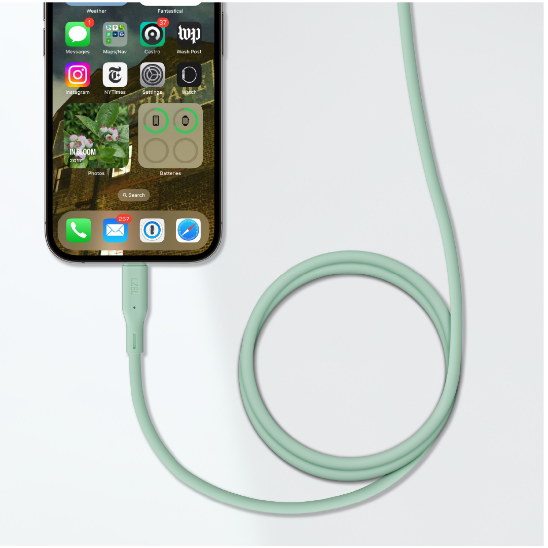 LZEL Celeris Silox CXL Soft Silicone USB-C to Lightning Cable, 480Mbps, 60W Max, 1m | Green