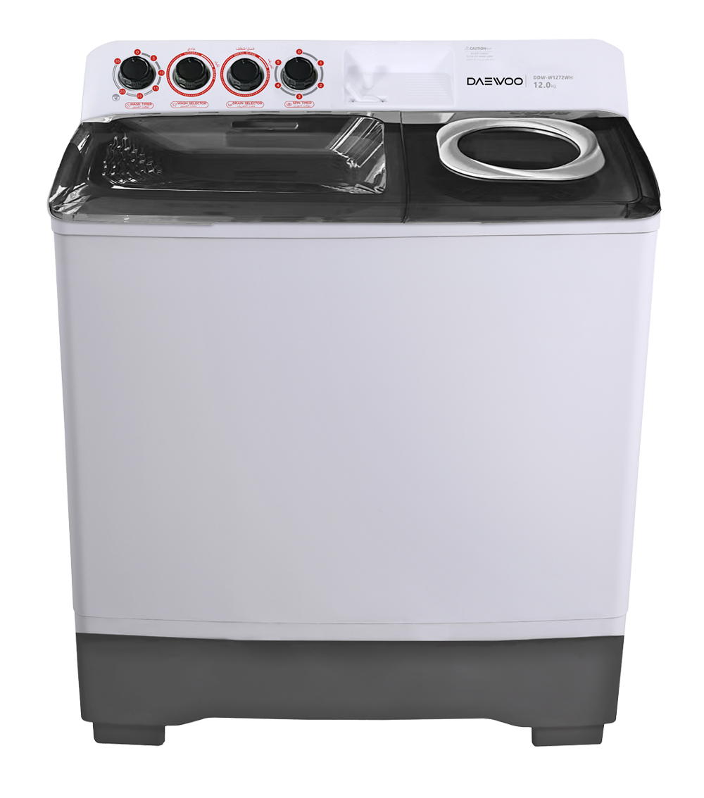 Daewoo Twin Tub Washer, 18kg Washing Capacity, 10kg Spin Capacity | White
