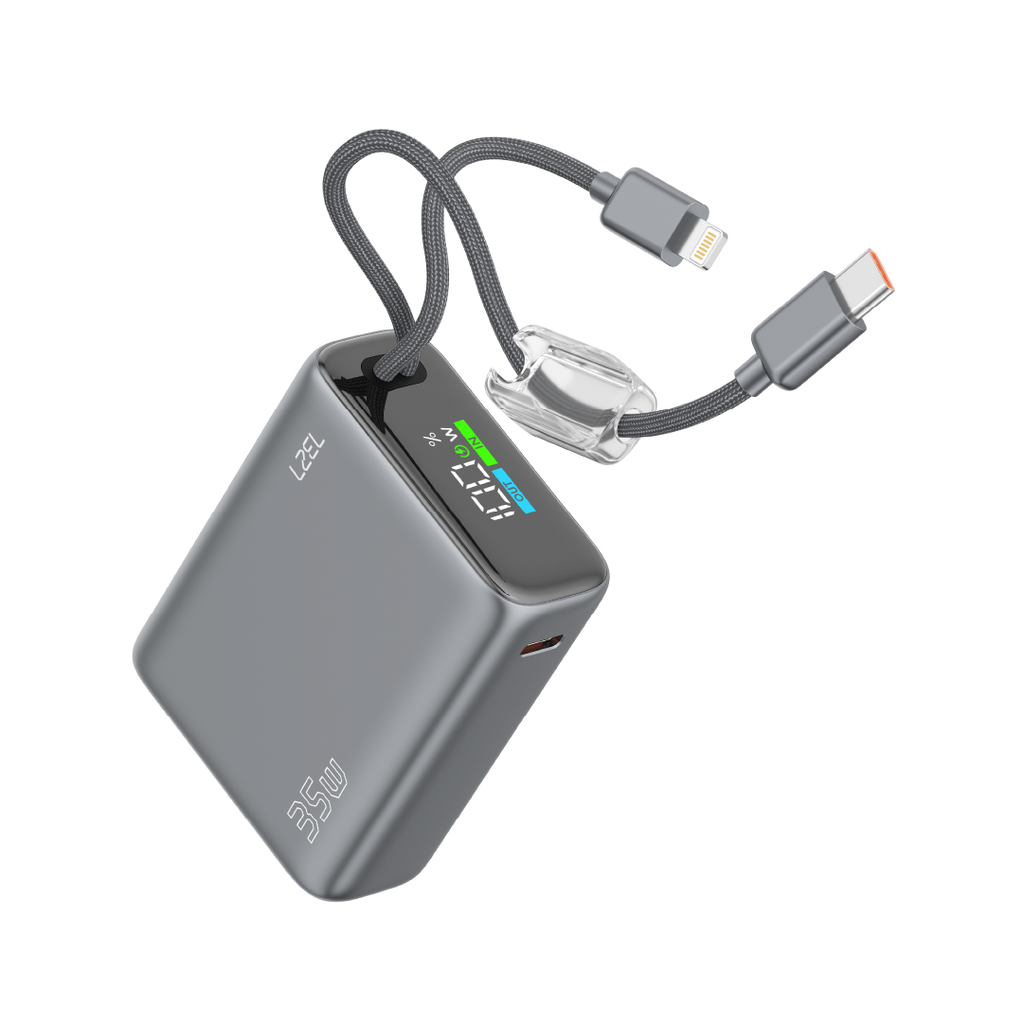 LZEL Neurovolt 10K Pd 35W Mini Power Bank Pd3.0 & Qc3.0 | Usb-C Cable & Lightning Cable | Gray