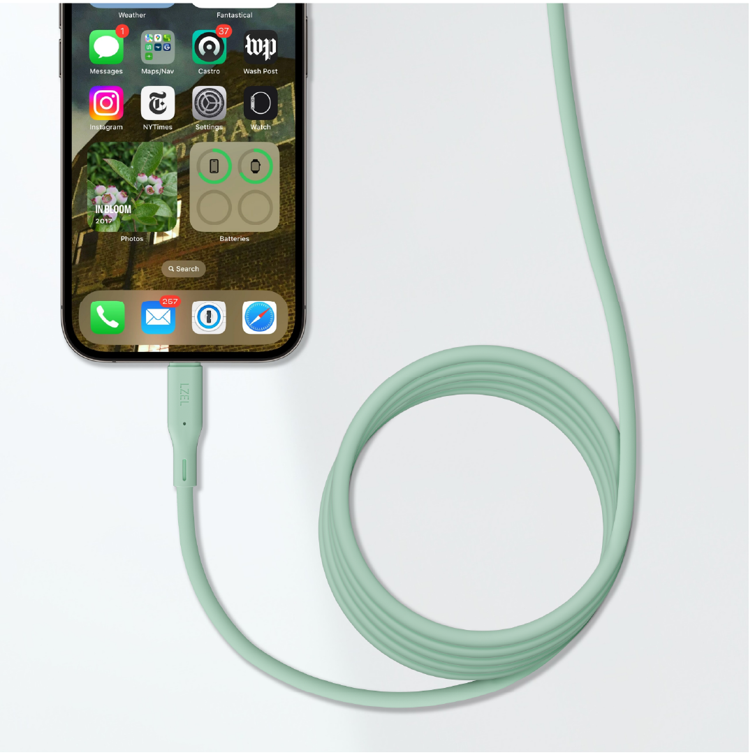 LZEL Celeris Silox CXL Soft Silicone USB-C to Lightning Cable, 480Mbps, 60W Max, 2m | Green