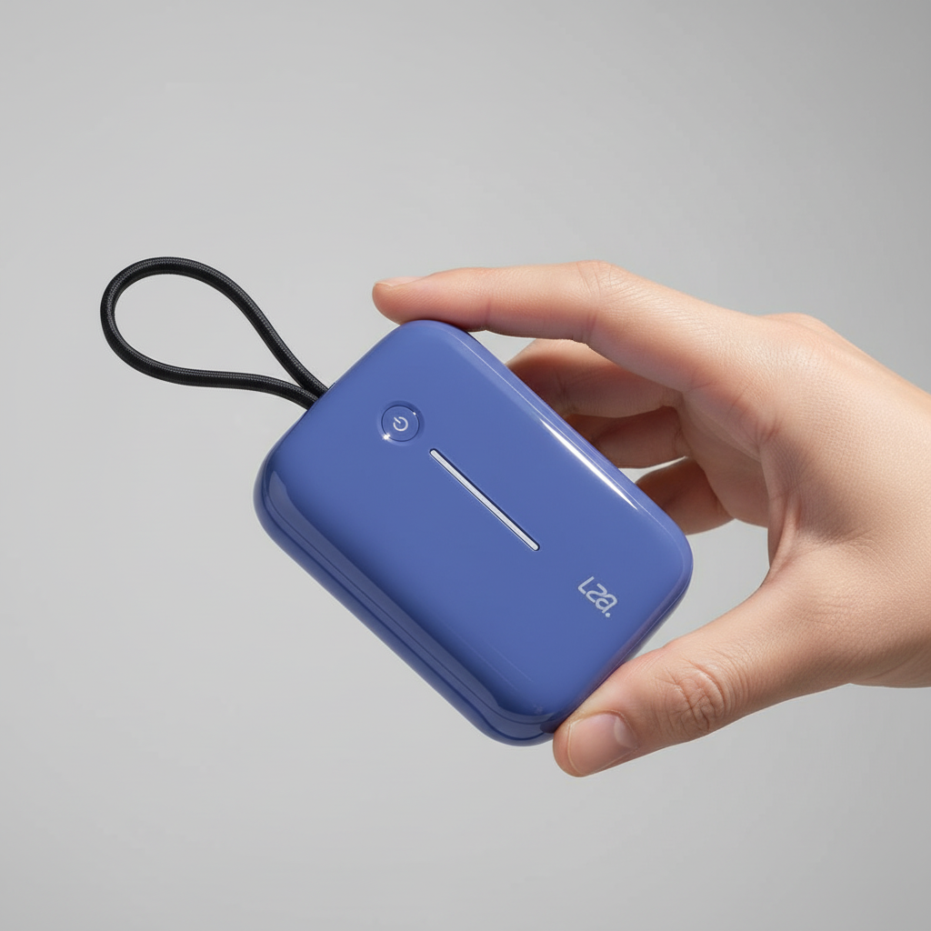 LZEL PrimeBrio Neo 10K Mini Power Bank 22.5W – 10000mAh, Detachable Type-C Cable | Blue