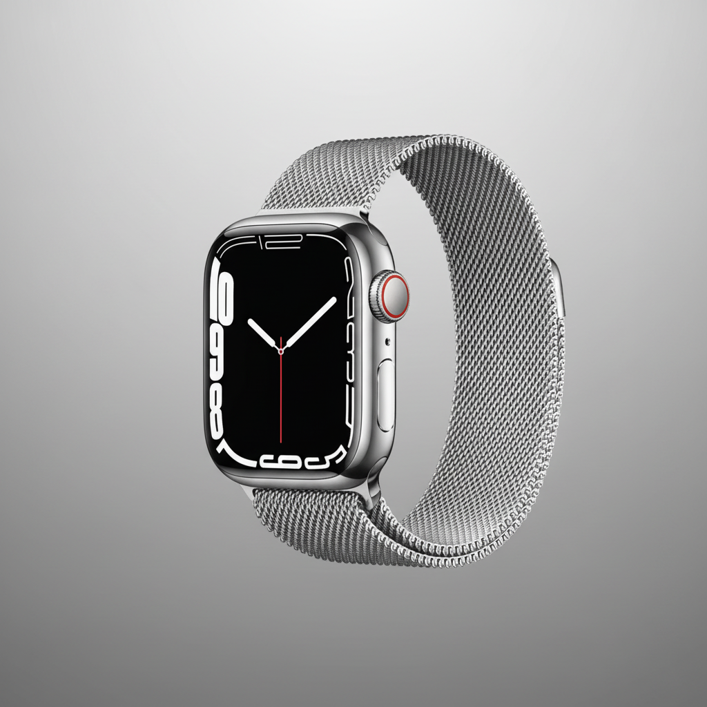 Apple Watch Series 7 GPS + Cellular, 45mm Silver Stainless Steel Case with Silver Milanese Loop