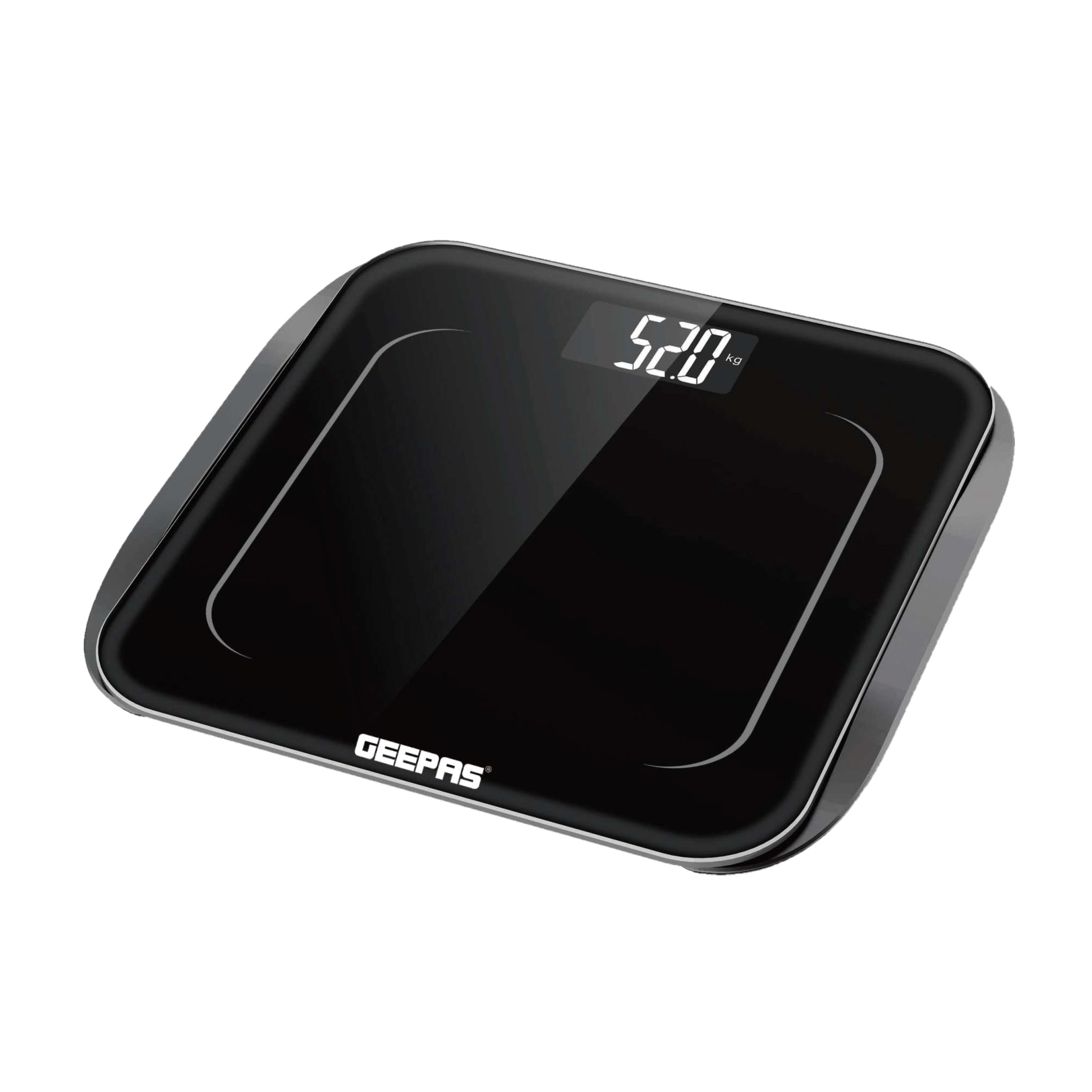 Geepas Digital Personal Scale | Super Slim Design | 5mm Tempered Glass | High Precision Strain Gauge Sensor| 180kg Capacity | LCD Display
