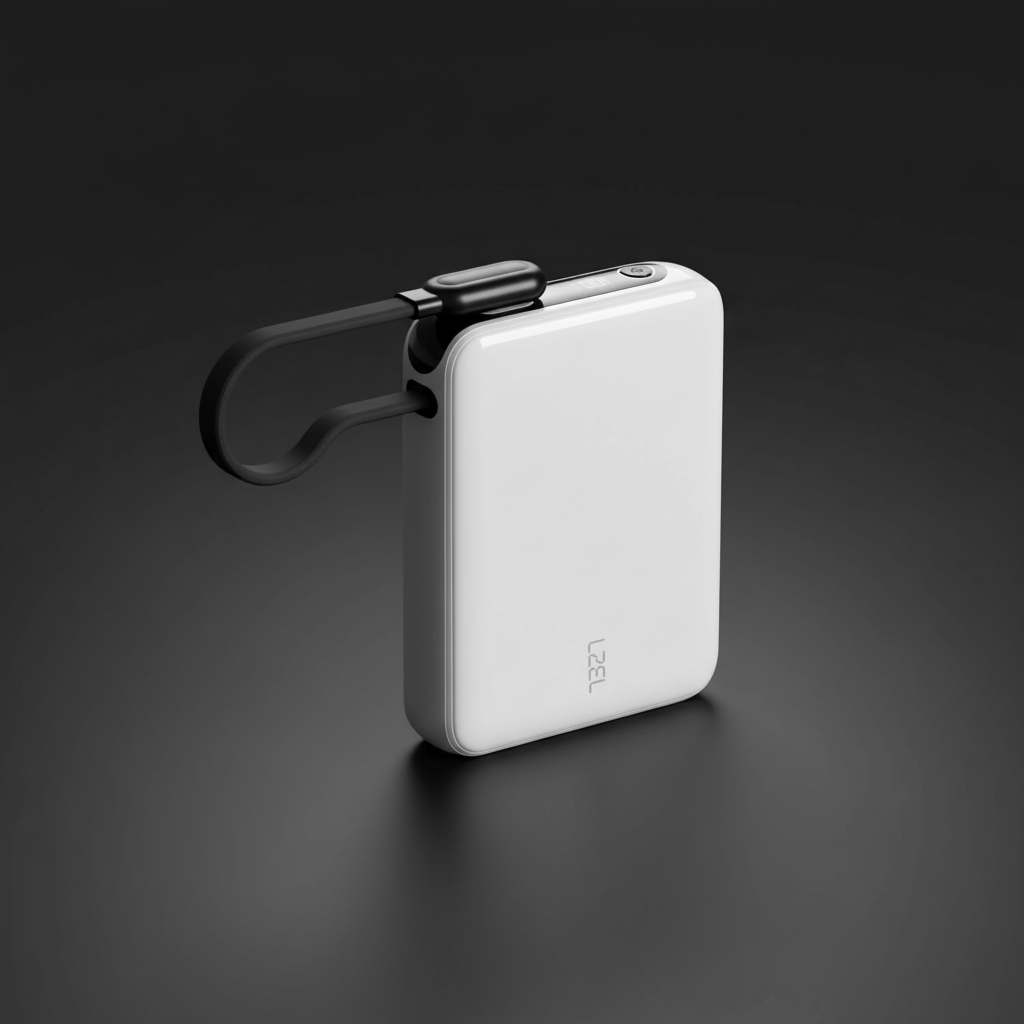 LZEL PrimeBrio 10K Mini PD Power Bank – 10000mAh, 30W, Built-in Type-C Cable | White