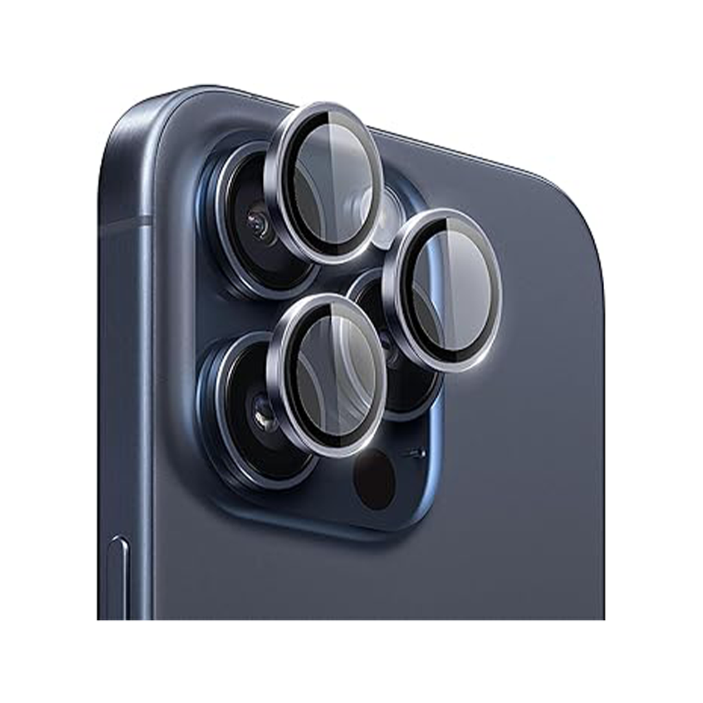 Asli Edgeguard Series 9h Hardness Hd Corning Camera Glass For Iphone 15 Pro/15 Pro Max | Tatinium Blue