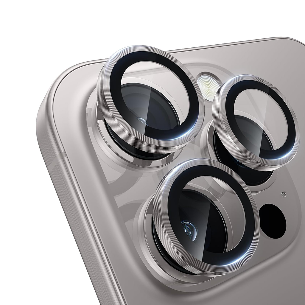 Asli Edgeguard Series 9h Hardness Hd Corning Camera Glass For Iphone 15 Pro/15 Pro Max | Titanium Gray
