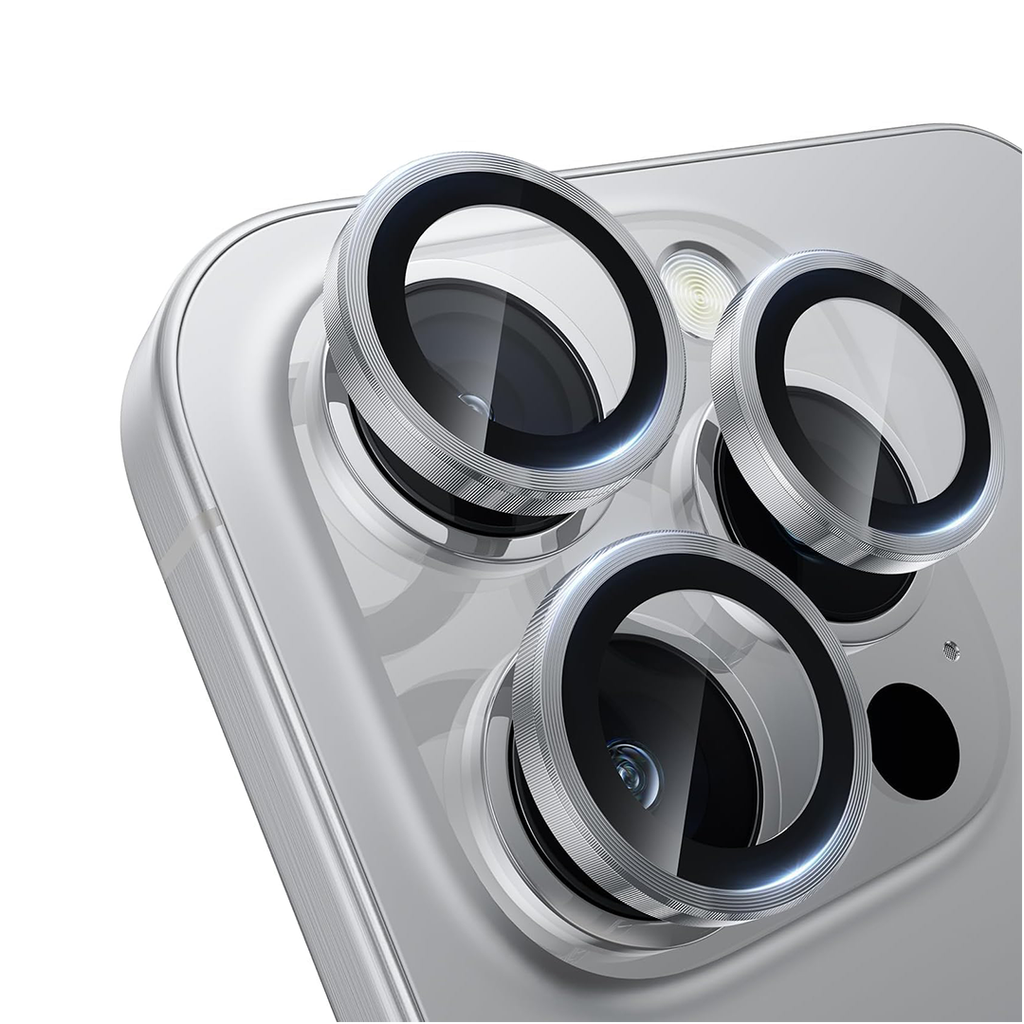 Asli Edgeguard Series 9h Hardness Hd Corning Camera Glass For Iphone 15 Pro/15 Pro Max | Silver