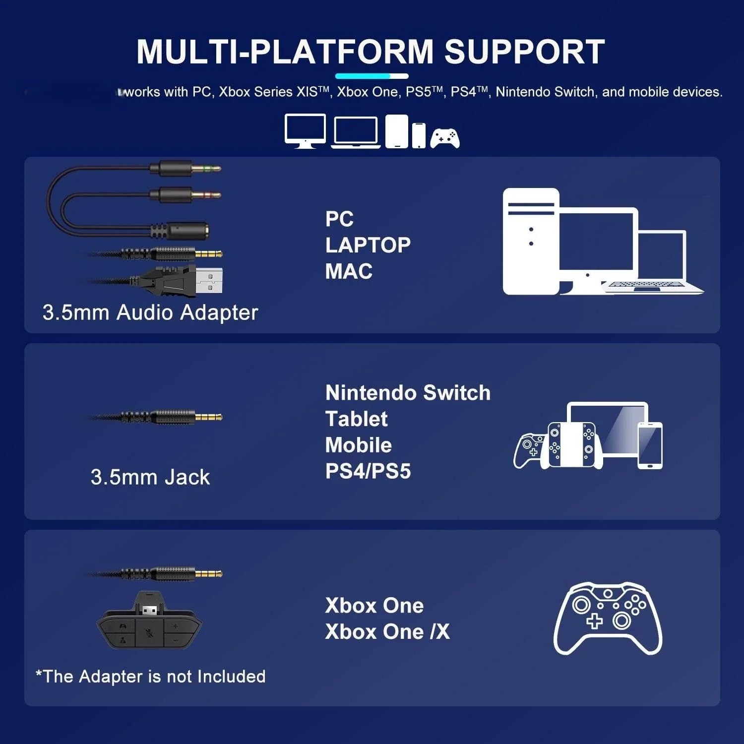 Colusi Multi-Platform Gaming Headset â€“ 3.5mm + USB For PC, PS4/PS5, Xbox, Switch | Black