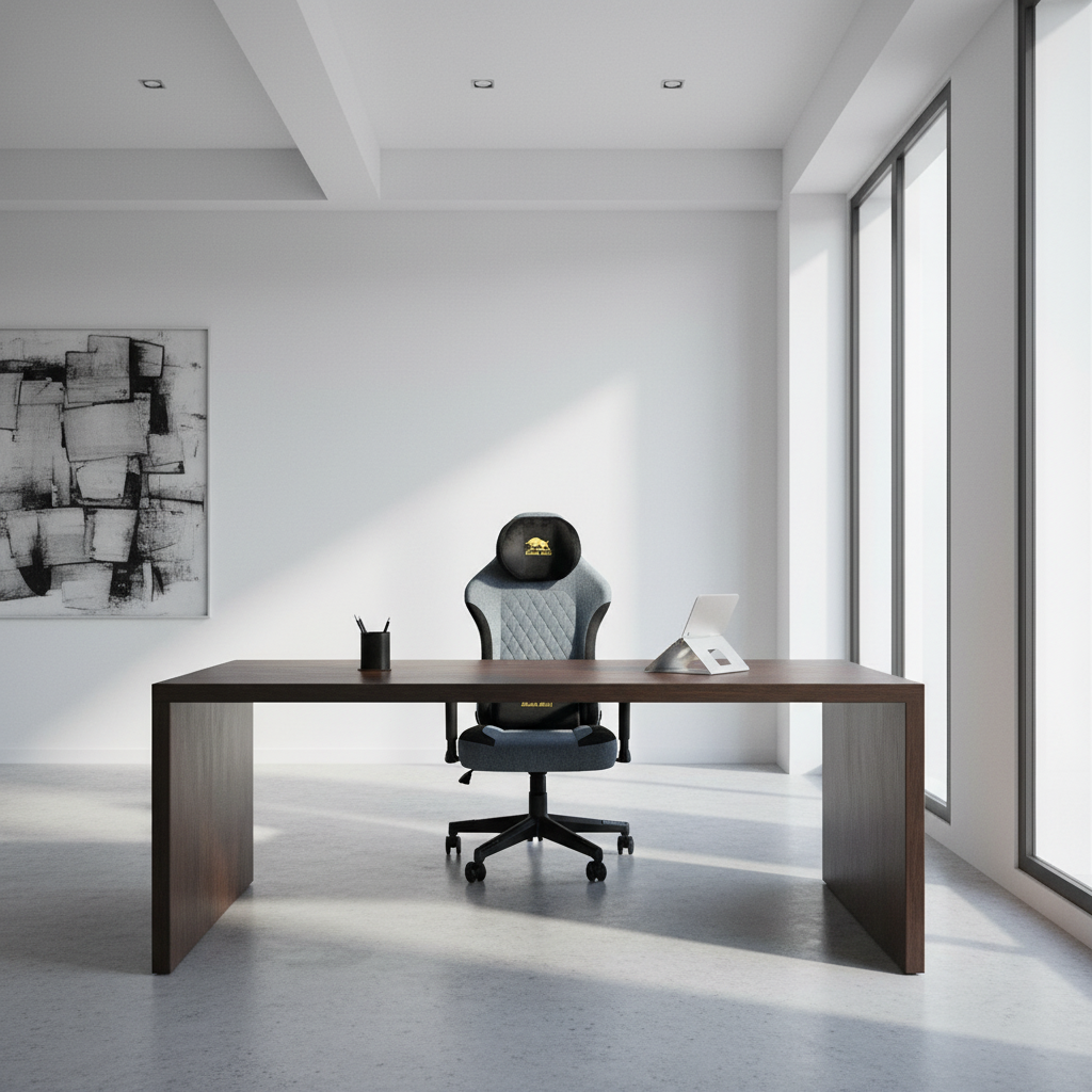 Black Bull Gaming Chair With Molded Headrest Up & Down - Fabric | Black/Blue