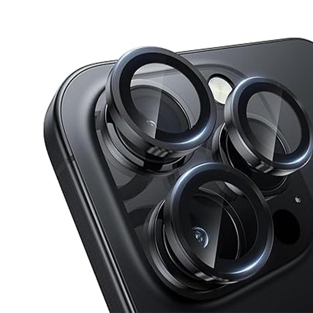 Asli Edgeguard Series 9h Hardness Hd Corning Camera Glass For Iphone 16 Pro/16 Pro Max | Titanium Black