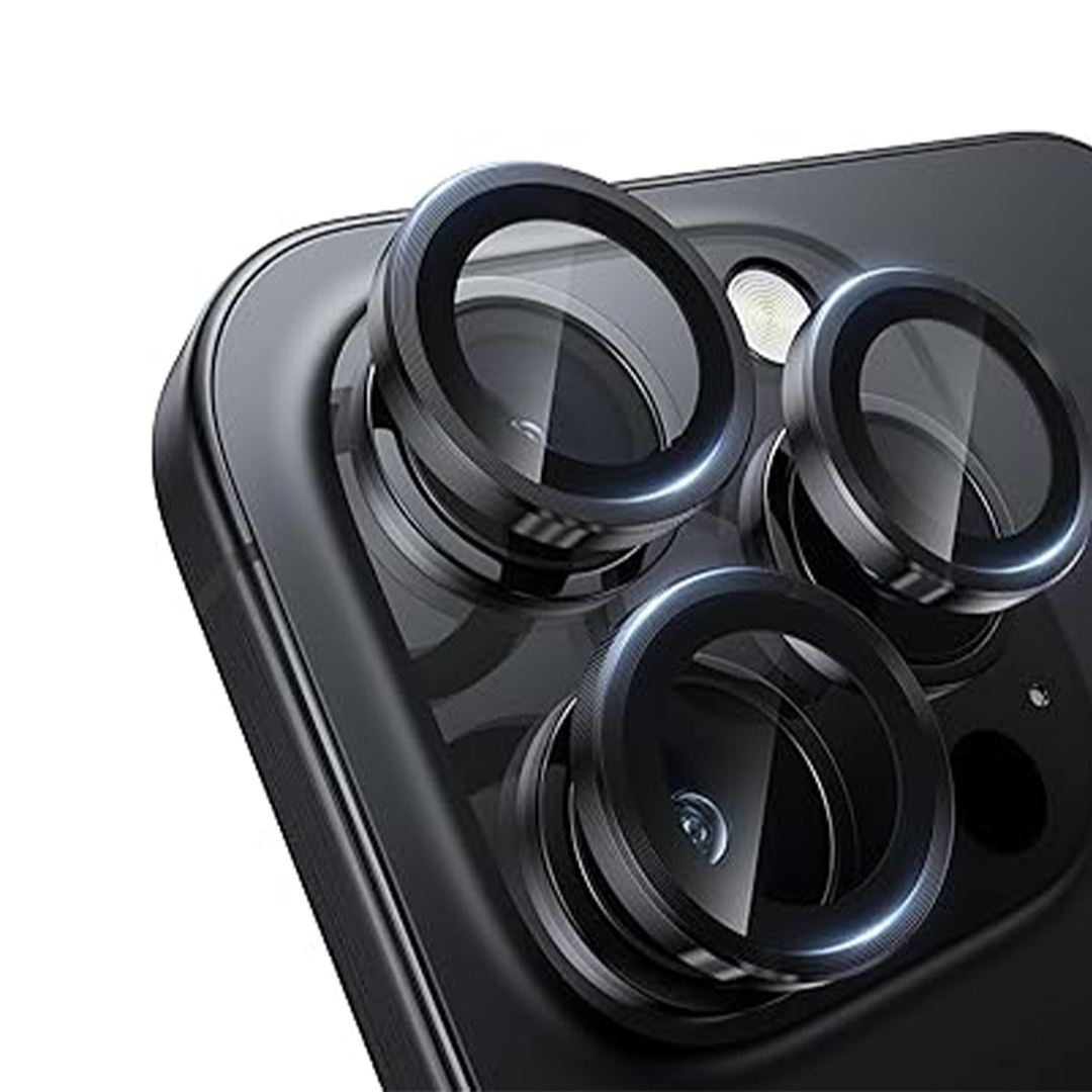 Asli Edgeguard Series 9h Hardness Hd Corning Camera Glass For Iphone 16 Pro/16 Pro Max | Titanium Black