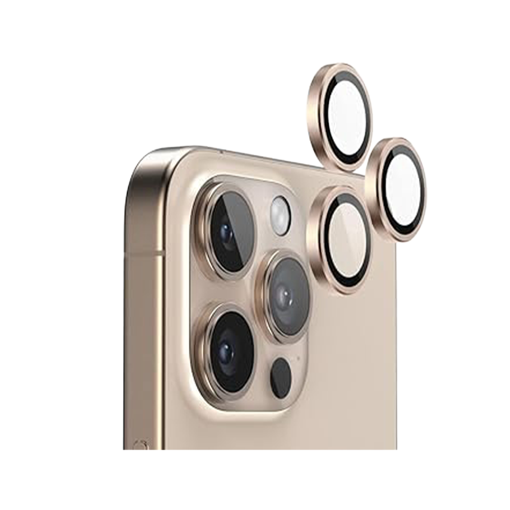 Asli Edgeguard Series 9h Hardness Hd Corning Camera Glass For Iphone 16 Pro/16 Pro Max | Desert Gold