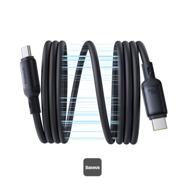 Baseus PicoGo Magnetic Liquid Silicone Fast Charging Cable USB-C to USB-C 240W 1m | Cosmic Black