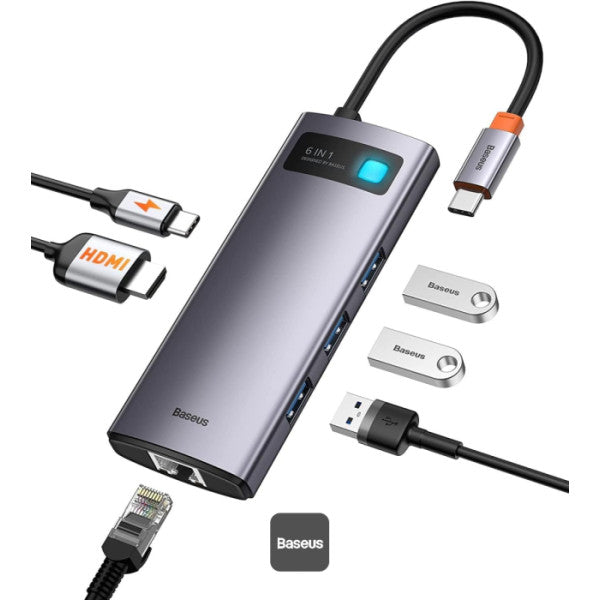 Baseus Metal Gleam II 6-in-1 USB HUB | Space Grey