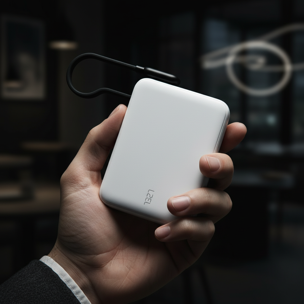 LZEL PrimeBrio 10K Mini PD Power Bank – 10000mAh, 30W, Built-in Type-C Cable | White