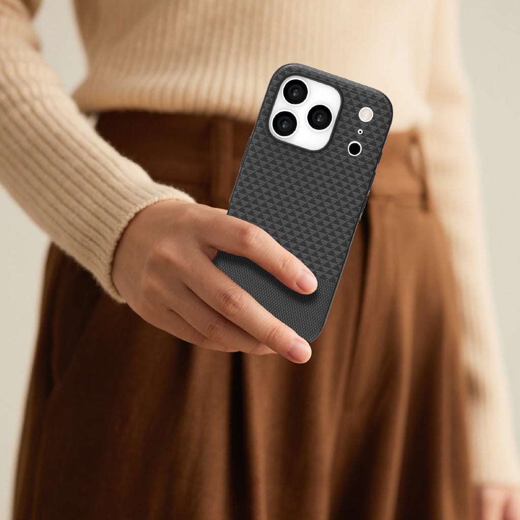LZEL MagCarbon Splice Case for iPhone 17 Pro Max | Black Carbon
