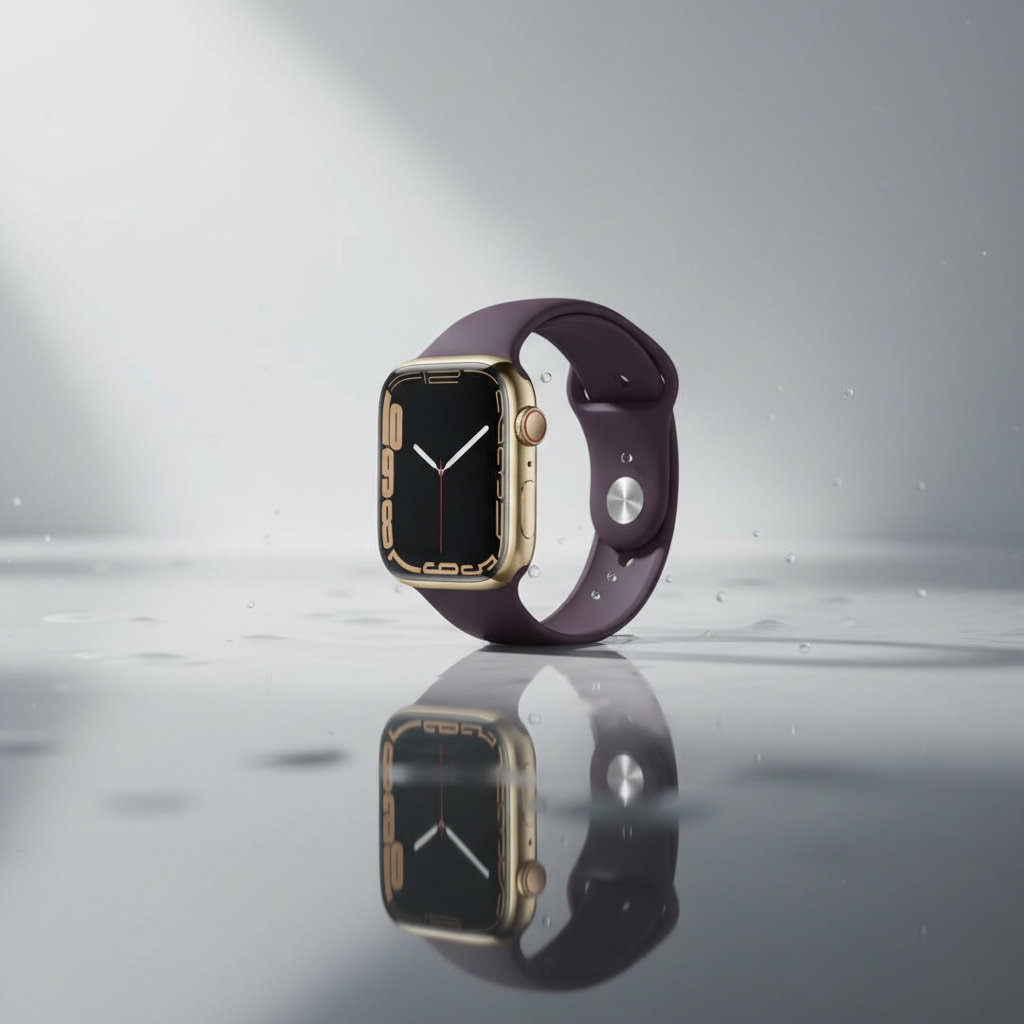 Apple Watch Series 7 GPS + Cellular, 45mm Gold Stainless Steel Case with Dark Cherry Sport Band - Regular