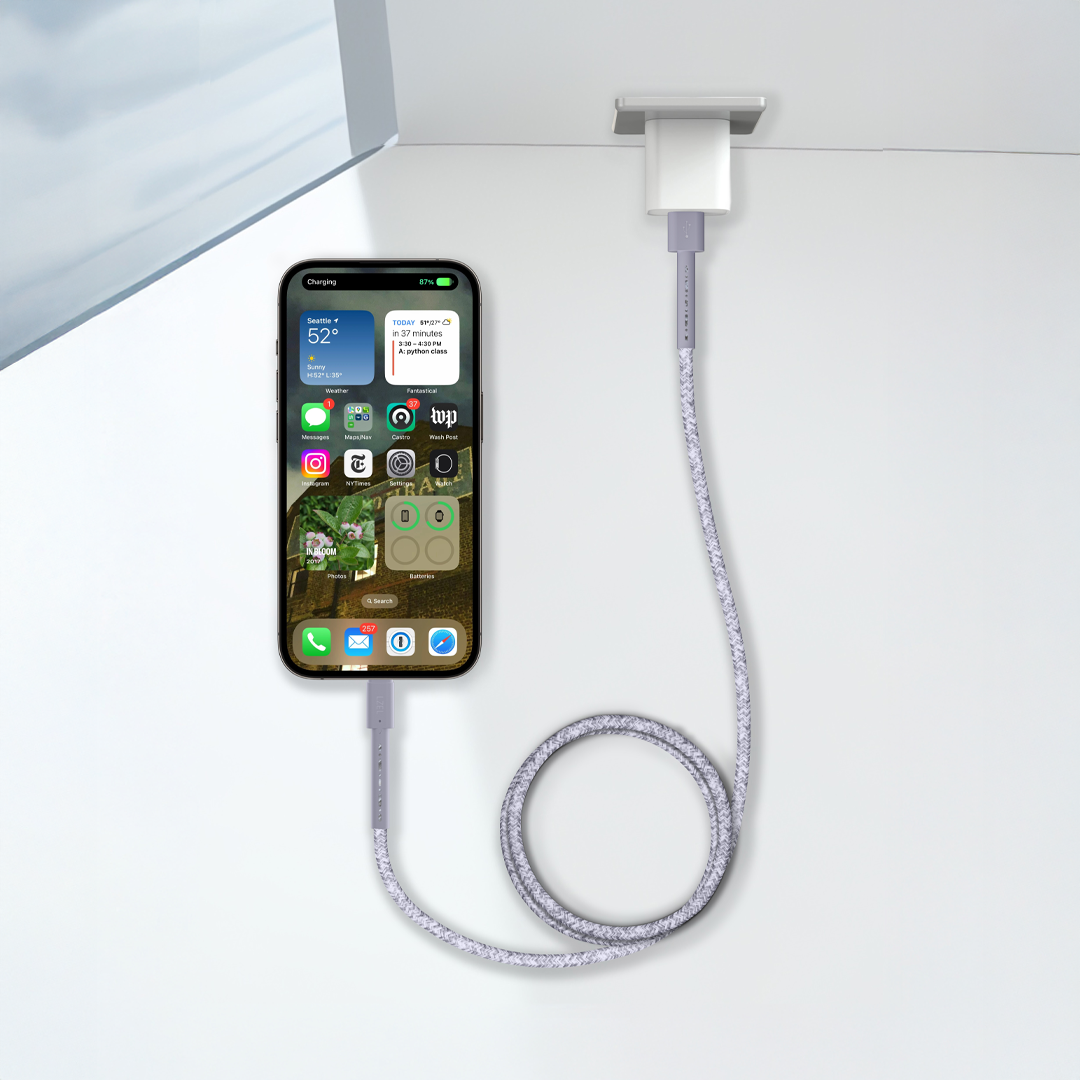 LZEL Celeris Charge AXC Braided USB-A to USB-C 2.0 Cable, 480Mbps, 15W Max, 1m | Gray