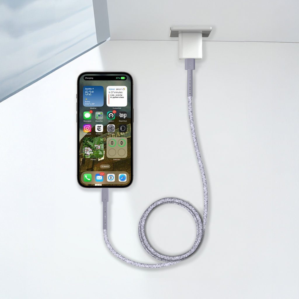 LZEL Celeris Charge CXC Braided USB-C to USB-C Cable, 480Mbps, 240W, 1m |Gray