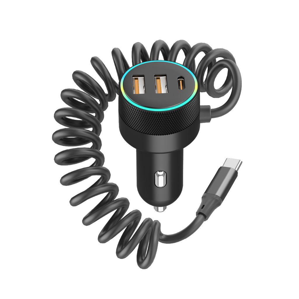 LZEL PulseCharge Pro 70W Multi-Port Car Charger with 7-Color LED Light