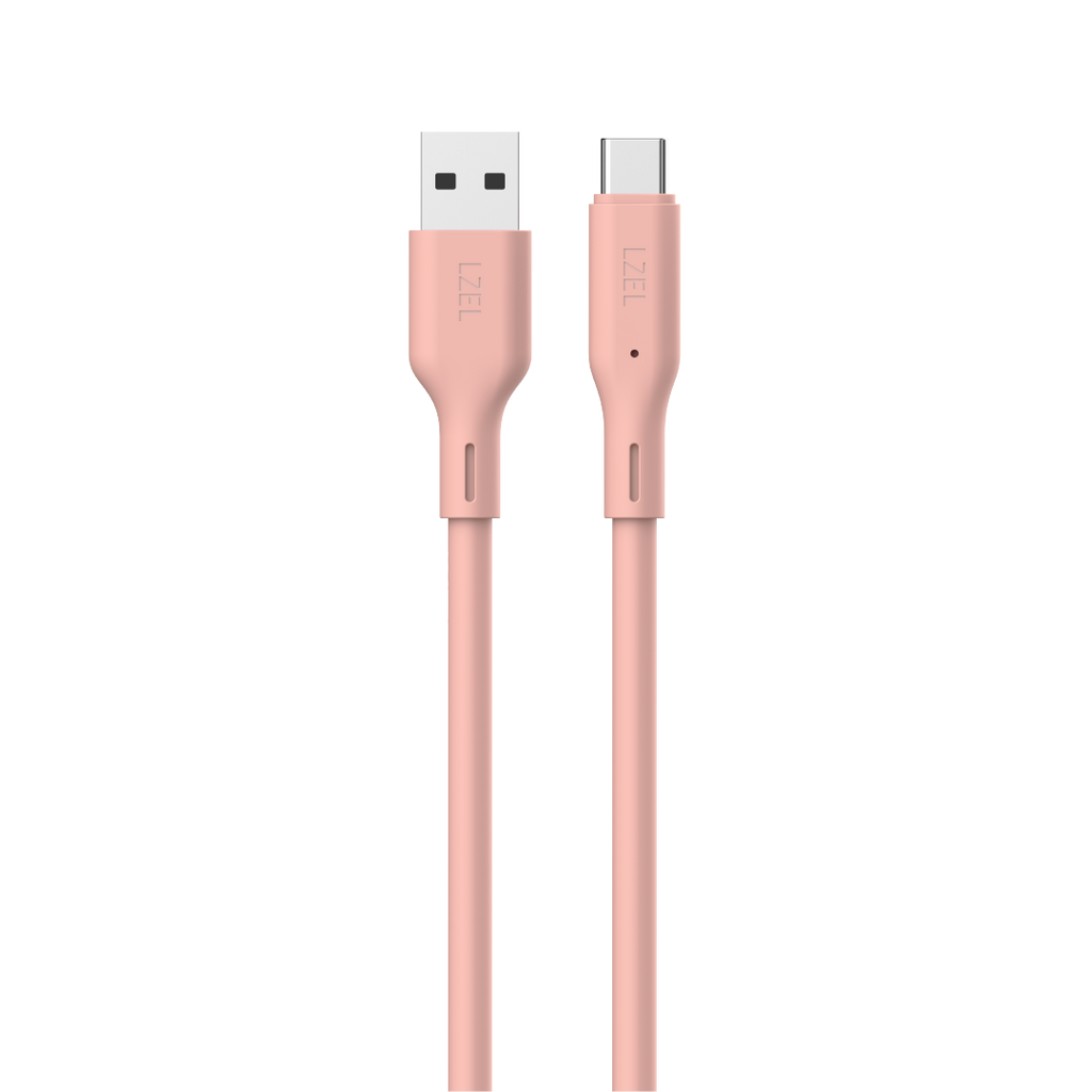 LZEL Celeris Silox CXL Soft Silicone USB-A to USB-C Cable, 480Mbps, 15W Max, 1m | Pink