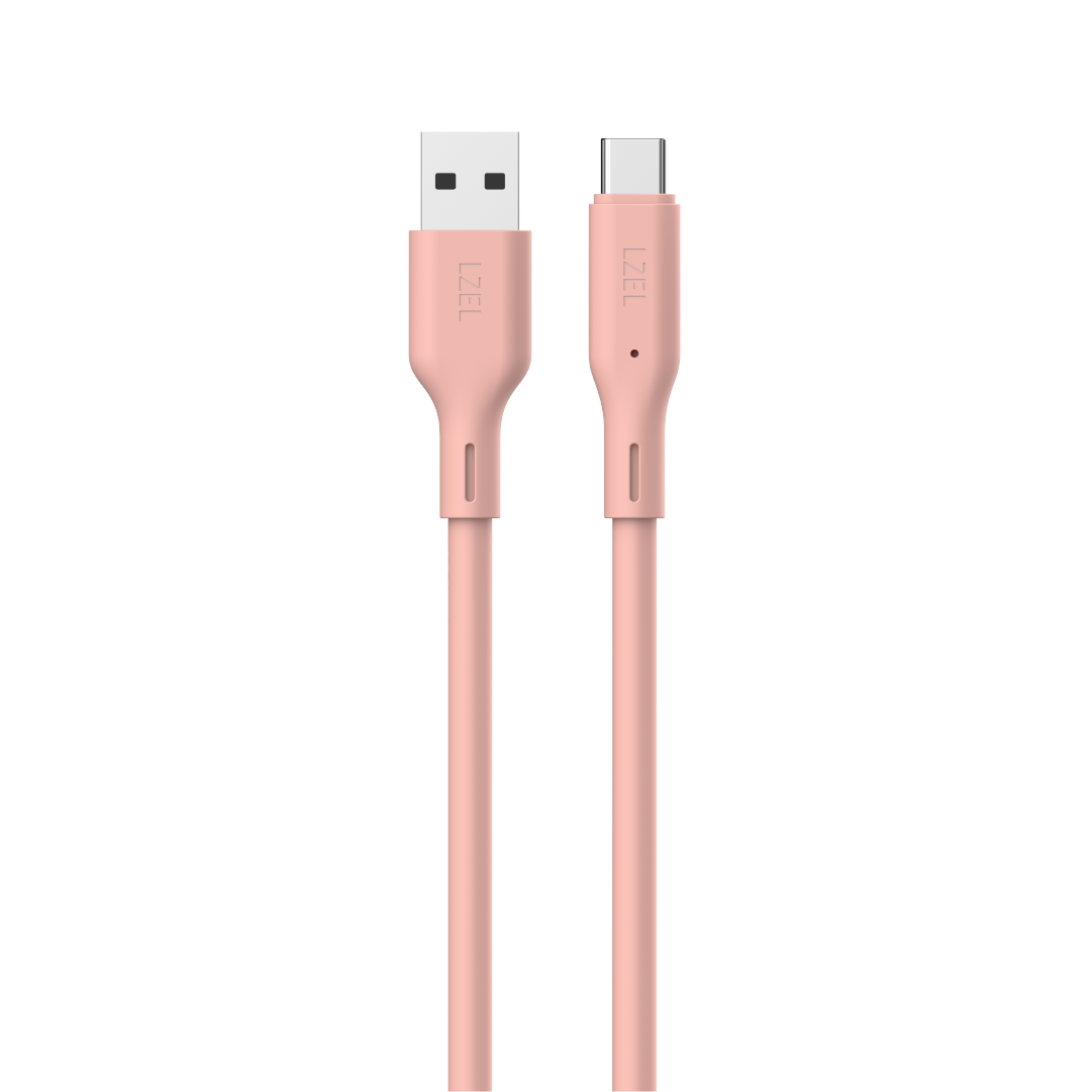 LZEL Celeris Silox CXL Soft Silicone USB-A to USB-C Cable, 480Mbps, 15W Max, 1m | Pink