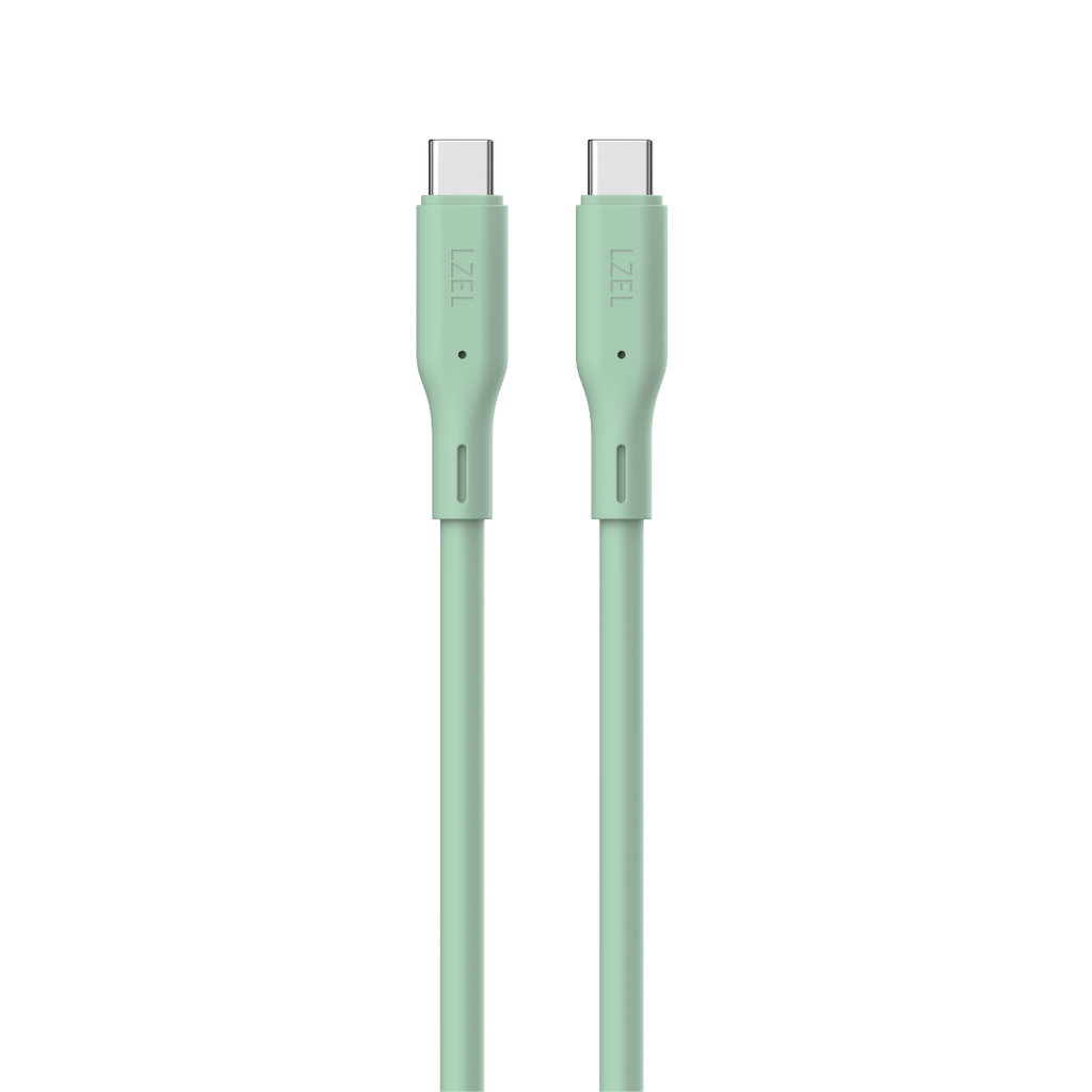 LZEL Celeris Silox CXL Soft Silicone USB-C to USB-C Cable, 480Mbps, 240W Max, 1m | Green