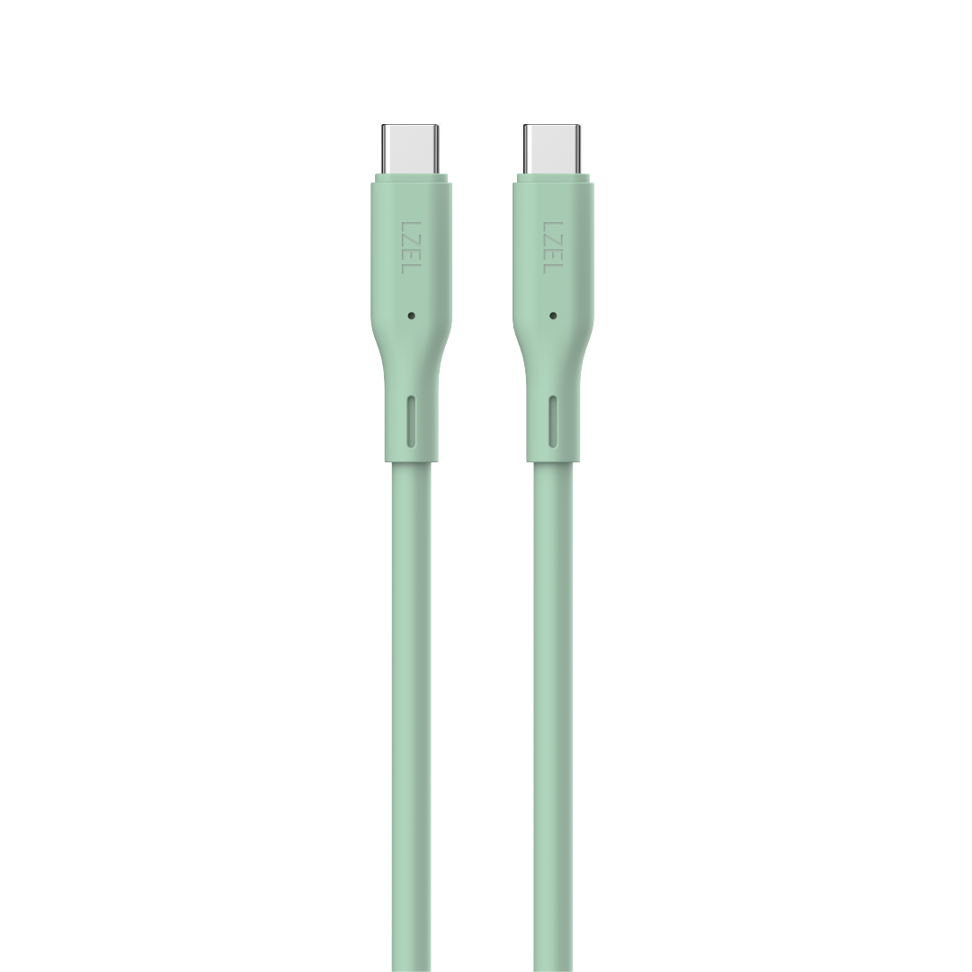 LZEL Celeris Silox CXL Soft Silicone USB-C to USB-C Cable, 480Mbps, 240W Max, 1m | Green