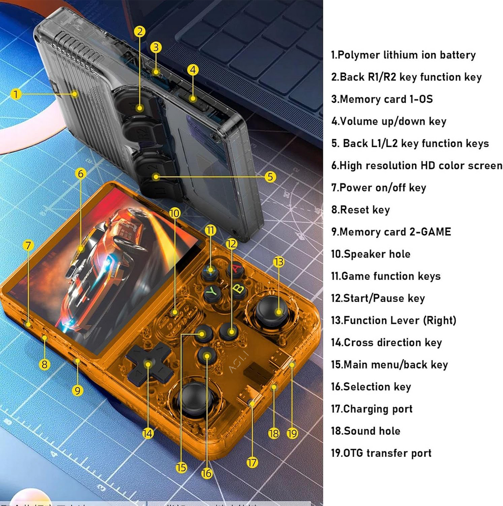 Asli Global Xretro Engine 3.5 Xretro Handheld Game Console With Linux System 128GB | Orange