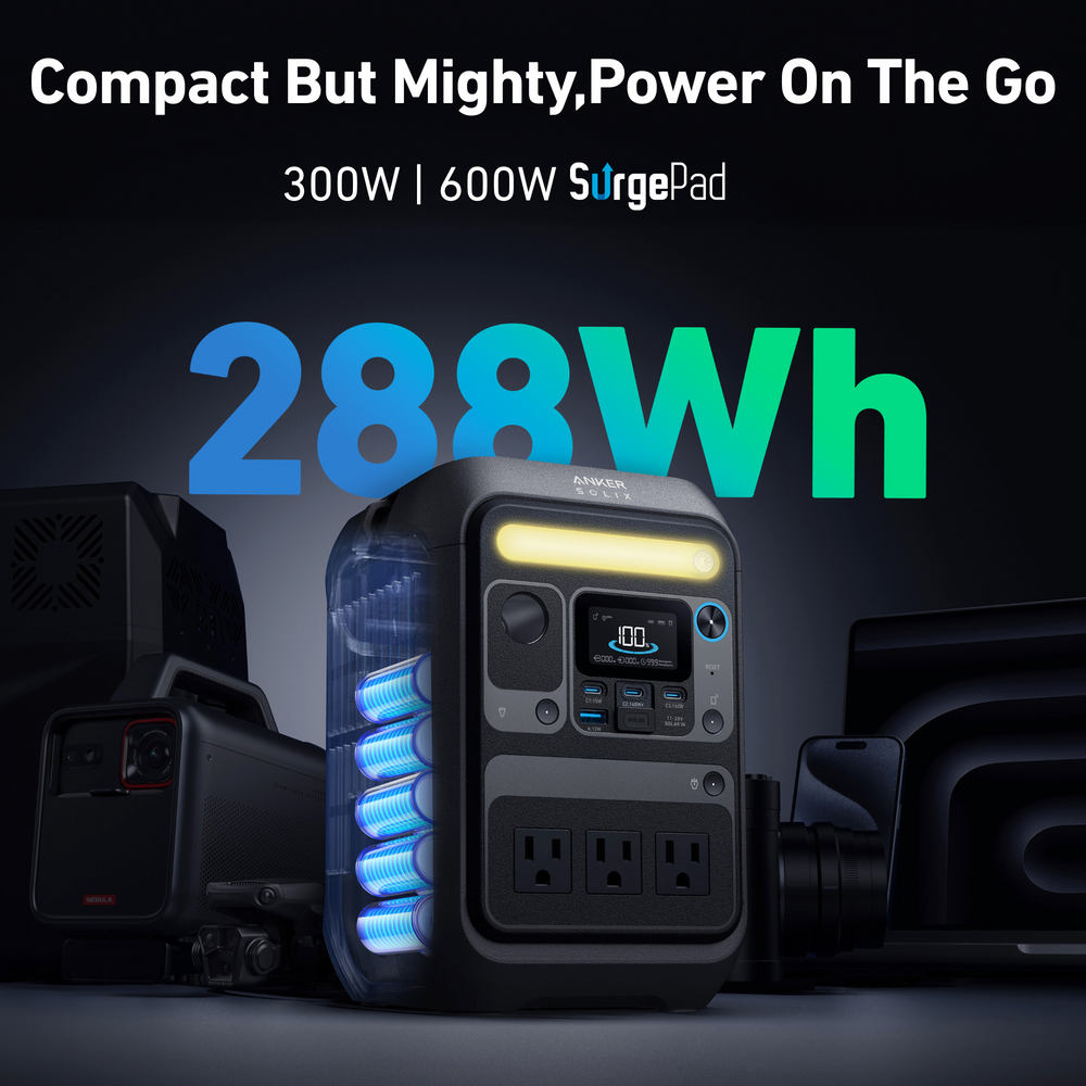 Anker SOLIX C300X Portable Power Station | 288Wh, 300W