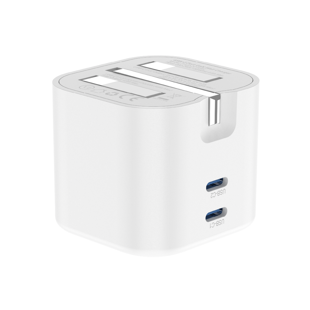 Asli  Global Powercore Dual 45 Gan Dual-Port Usb-C Fast Charger | White