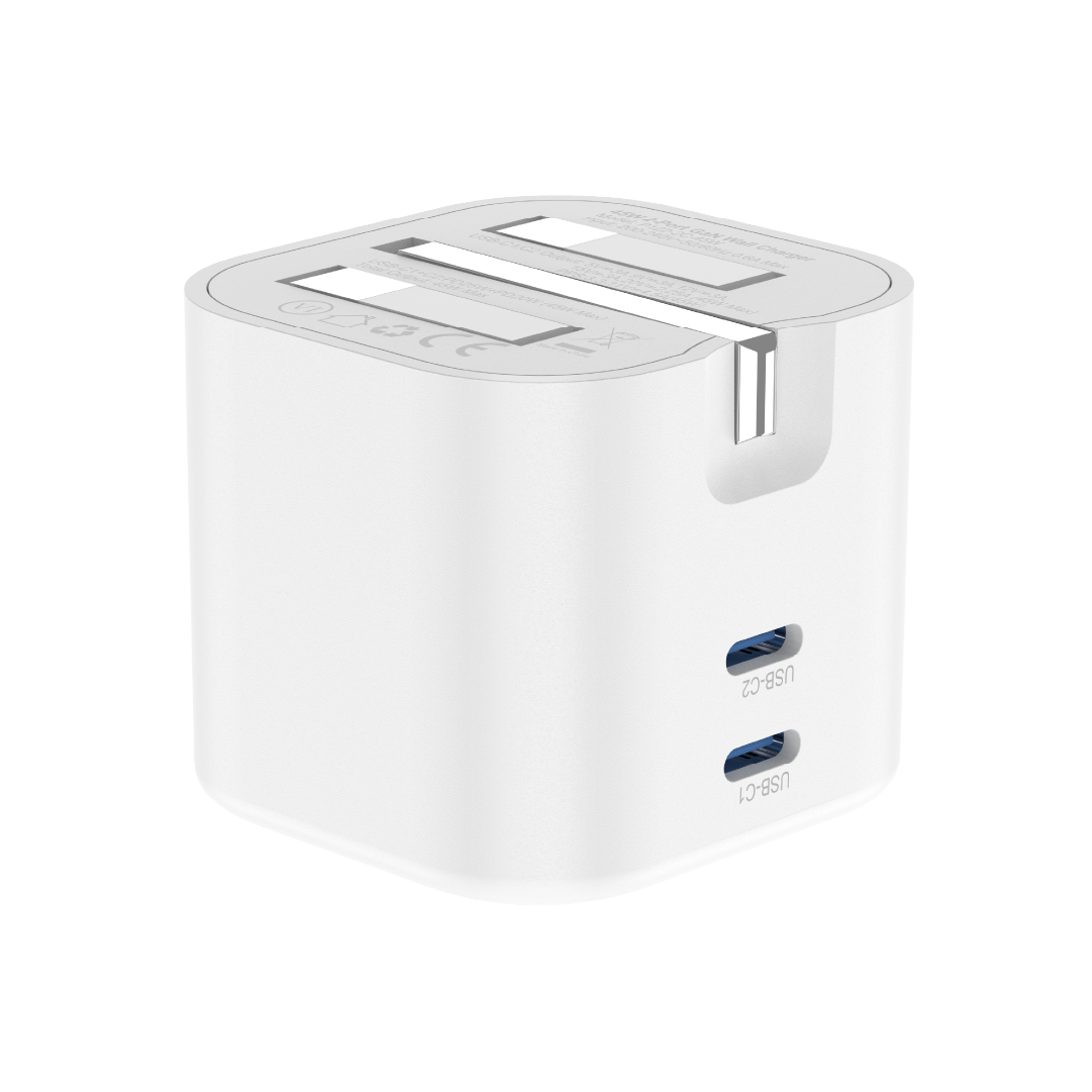 Asli  Global Powercore Dual 45 Gan Dual-Port Usb-C Fast Charger | White